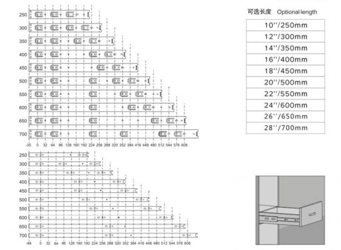 Doblez galvanizado del acero 3 diapositivas completas del rodamiento de